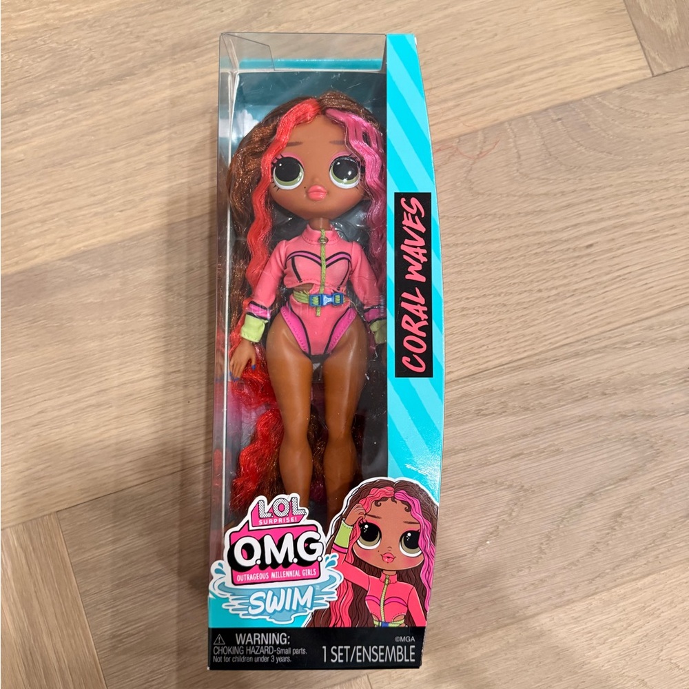 Brand New L.O.L. Surprise! OMG Swim Doll with Pink and Brown Hair